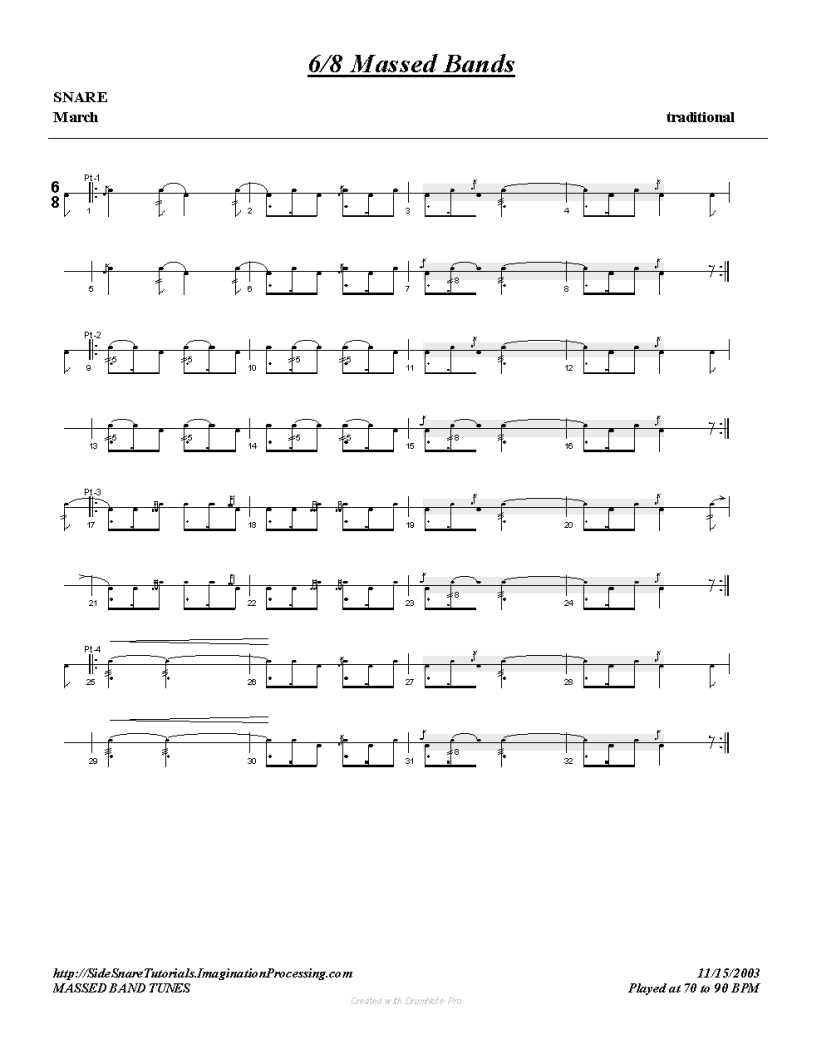 Massed Band Snare Scores For Pipe Band Drummers